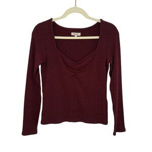 Madewell Burgundy Ribbed Sweetheart Top, M